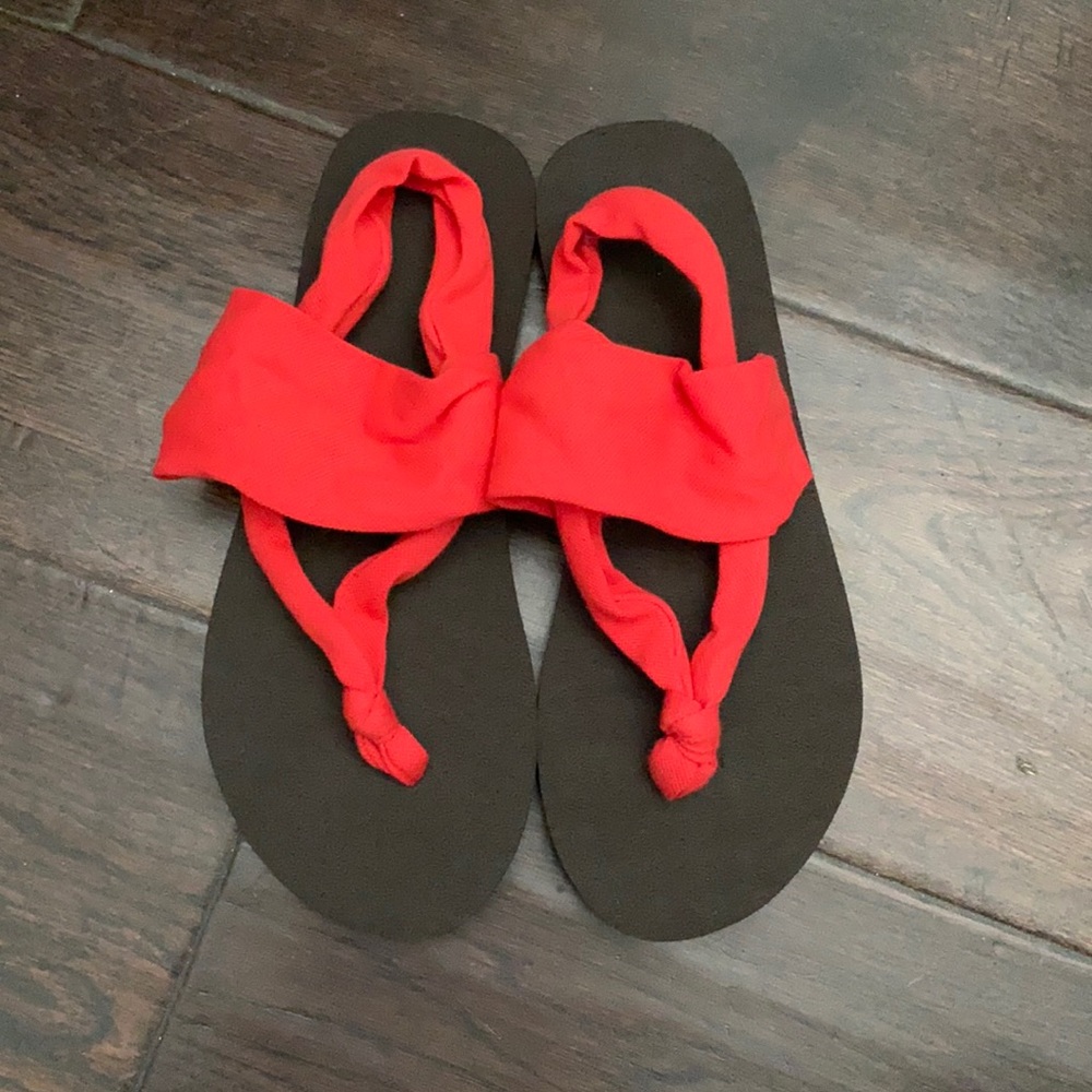 NWOT red fabric sandals